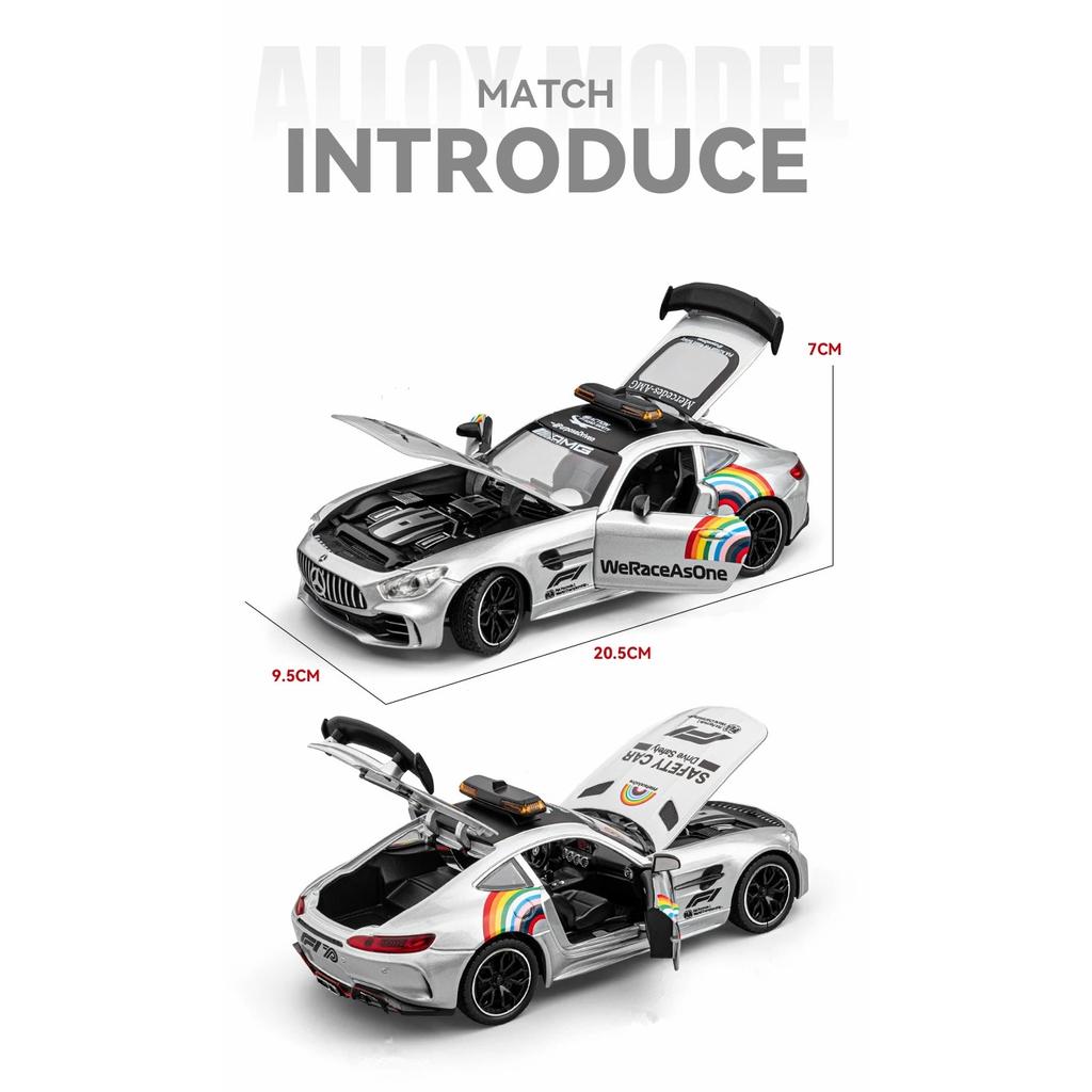 1/24 Benzs-GT GTR Alloy Sports Safety Car Model Diecasts Metal Race Medical Rescue Vehicles Car Model Sound Light Kids Toys Gift
