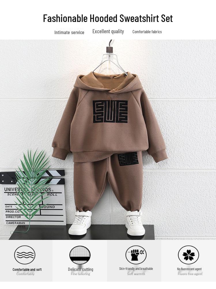 Boys' Spring 2025 Toddler Street Style Two-Piece Outfit: Cool and Handsome Children's Clothing Set