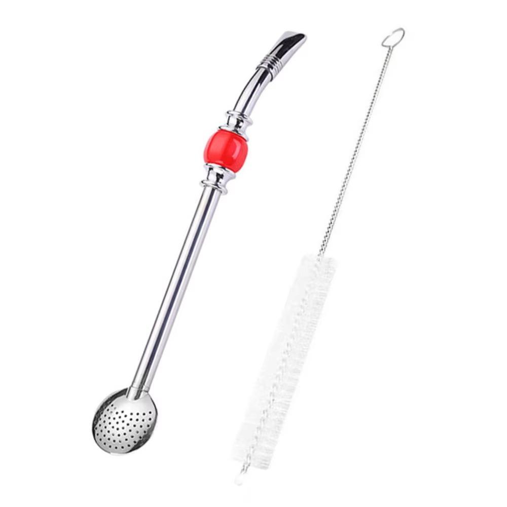 Removable Stainless Steel Straw Washable Filter Spoon Straw Drinking Straw Spoon  Tea Drinking