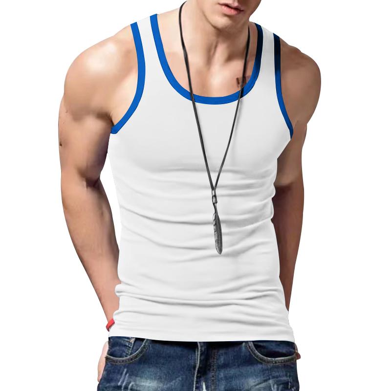 Summer Round Neck 3D Color Blocking Printed Top Fashionable Casual Sleeveless Men's Tank Tops