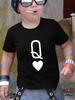 Cute Letter Q Heart Simple Print Family Matching T Shirt Boys Girls Tee Parent Child Casual Top Mom Dad Kids Summer Daily Wear