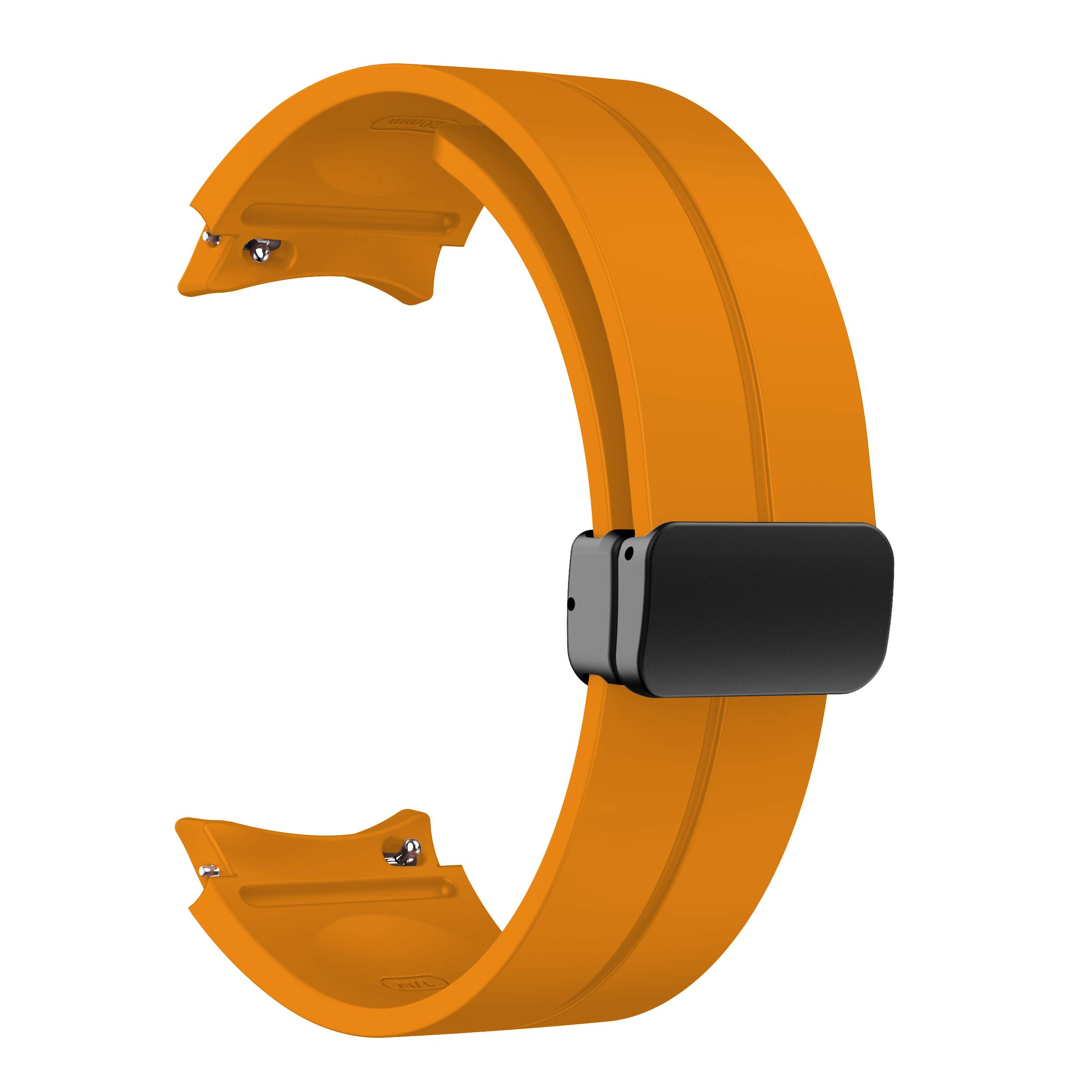 Magnetische D-Schnalle Silikonarmband für Samsung Galaxy Watch 6 5 4 Serie Sportarmband für Galaxy Watch 45 44 40/Classic 47 46 43 42 gelb