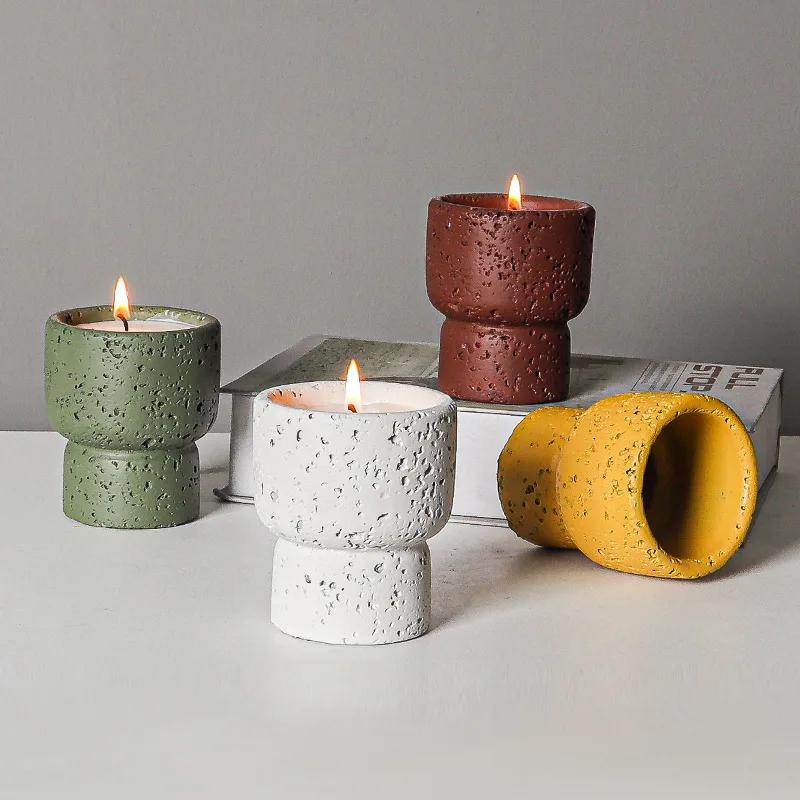 Simple Cement Household Aromatherapy Candles Empty Cups DIY High-value Handicrafts Indoor Candle Holders Decorative Ornaments