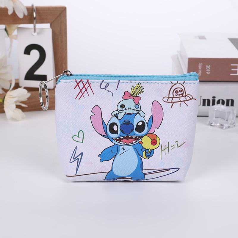 Disney Stitch Coin Purse Cartoon Anime Pu Key Case Coin Storage Bag Children Wallet Mini Clutch Christmare for Children Gifts