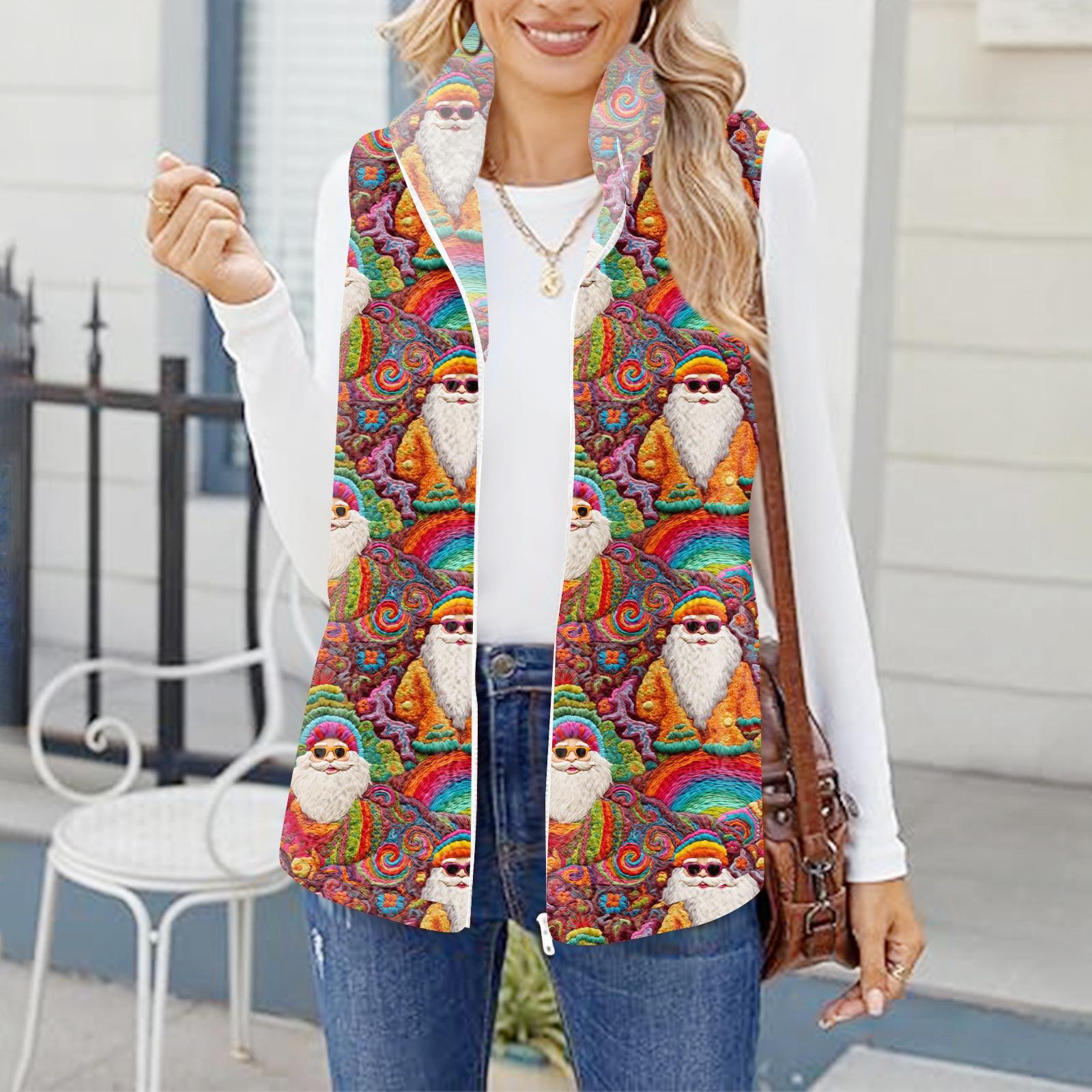 

Женский рождественский модный и теплый флисовый кардиган-жилет с принтом M