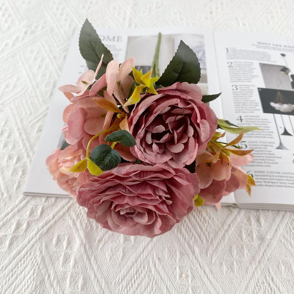 6 Heads European Peony Hydrangea Simulation Flower Home Decoration Wedding Photography Props Decoration