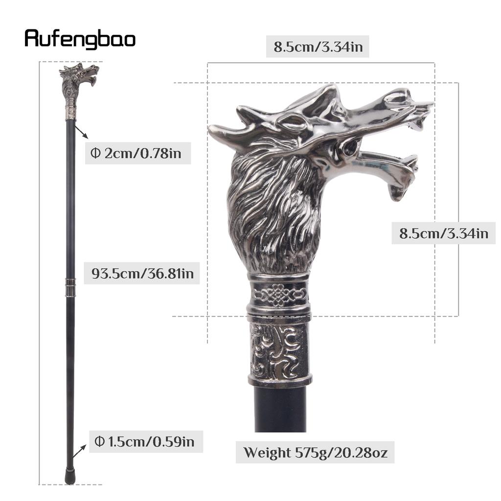 Baston de mers de lux argintiu cu cap de dragon, baston de mers decorativ la modă, baston elegant de gentleman pentru cosplay, pommel crosier 93cm