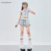 Hip Hop Girls Shiny Silver Crop Top Street Dance Sequin Shorts Kid K-pop Jazz Clothes Set Children Girl Group Streetwear Costume