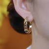 Silver Needle Rhinestone Round Earrings – Elegant Minimalist Ear Cuffs for Women