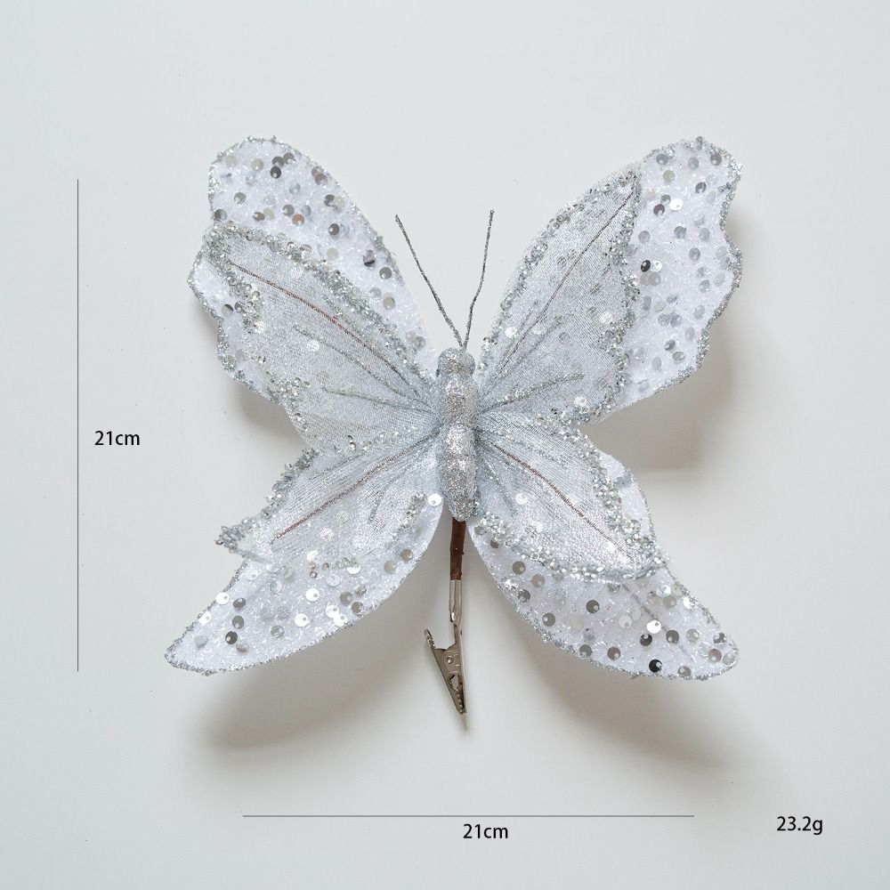 Sparkling Christmas Butterfly Ornament Lifelike Artificial Sequin Butterfly  Artificial