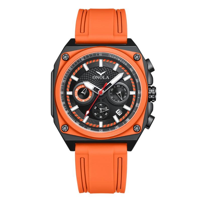 Top Brand Fashion Square Men's Watch New Multifunctional Quartz Waterproof Luminous Calendar Tape Watch