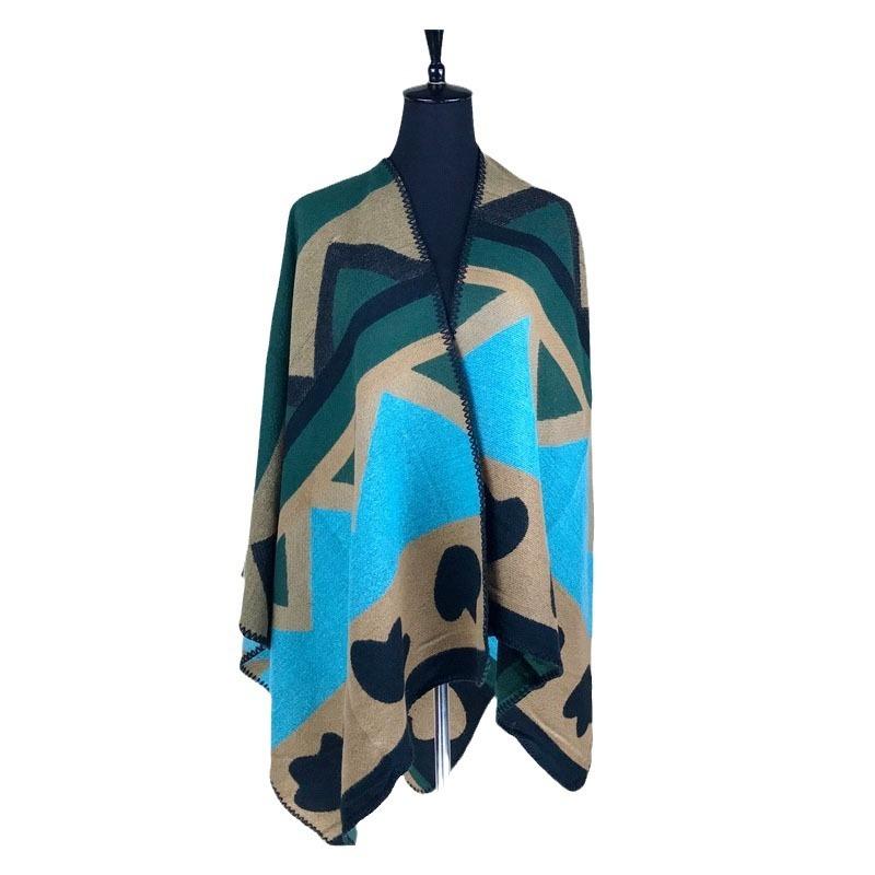 Autumn and Winter Thickened Warm Cloak Versatile Imitation Cashmere Plaid Jacquard Shawl Scarf Women