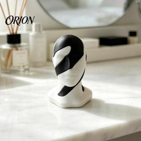 3D Printed Decorative Items Dualism Unity Sculpture, Abstract Two-Part Head Art Statue, Luxury Tabletop Decorations Modern Style Matte PLA Ornament,