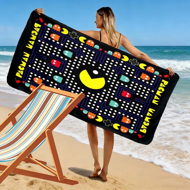 Pacman Print Beach Towel, Large Soft Quick Dry Towel for Beach Camping Swimming