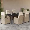 Vidaxl 7-Cz. Set di Mobili da Giardino con Cuscini, Beige, Polyrattan