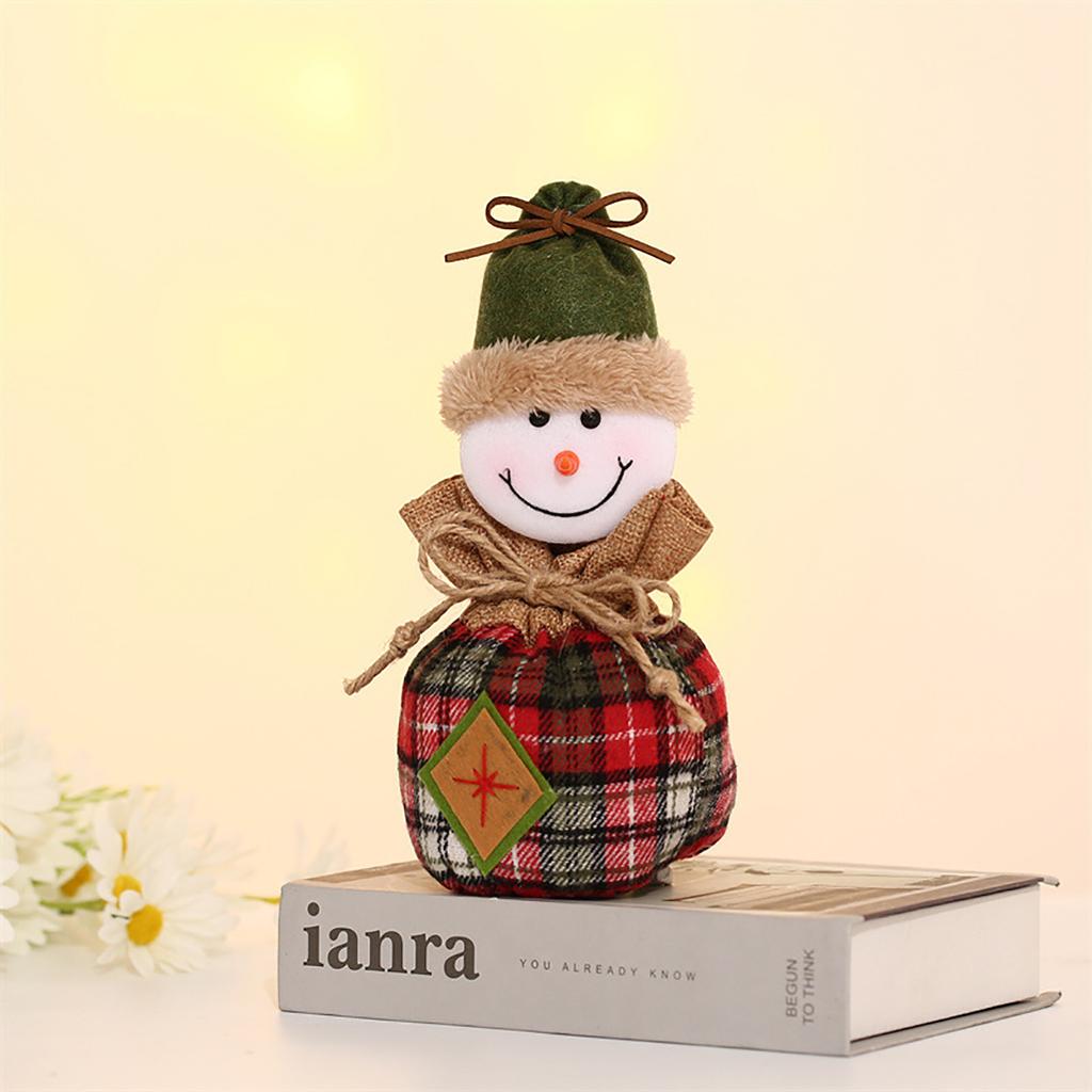 Linen Bags With Drawstring 3D Plush Santa Snowman- Christmas Candy Bags Gift Bags Bags Santa Sack For Kids Party Favors