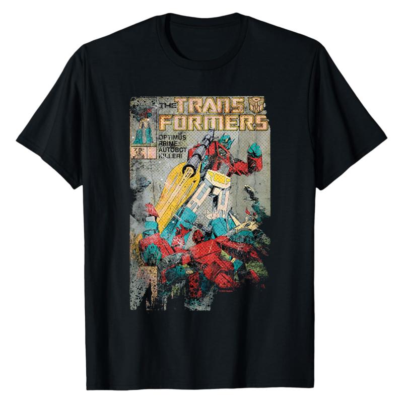 

Transformers TShirt Distressed Optimus Prime Autobot Leader Battle Scene Print Crew Neck Cotton Soft Comfy Trendy Tops M