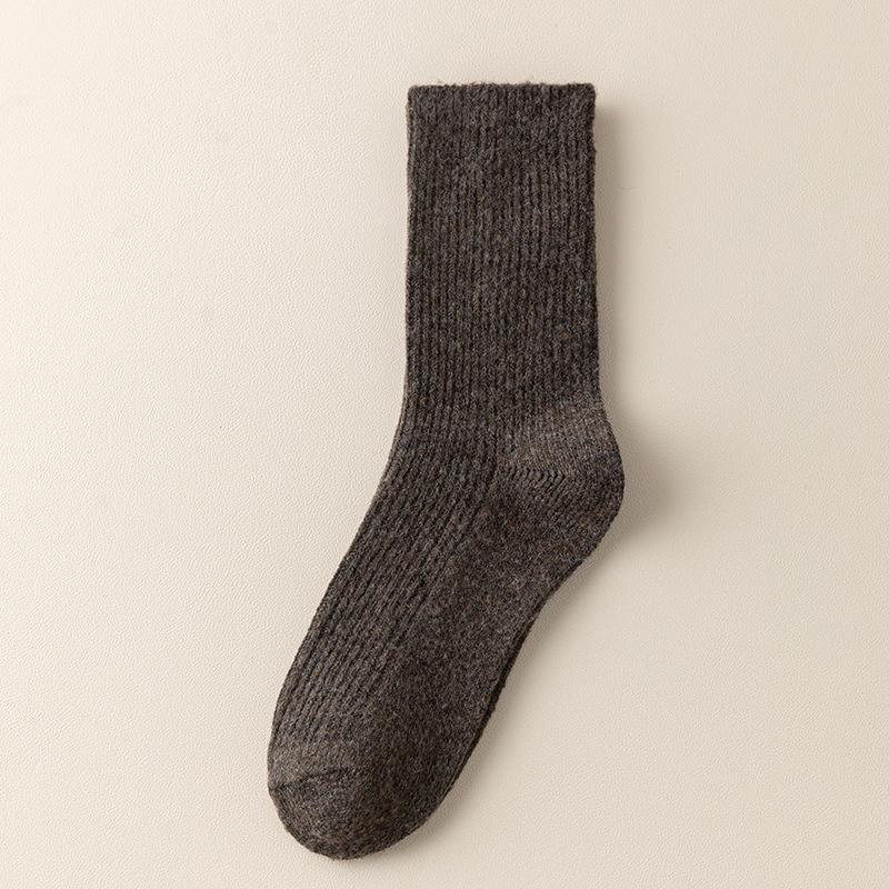 Women s Wool Mid-Calf Socks - Coffee Color, Thick and Soft for Autumn/Winter темный кофе