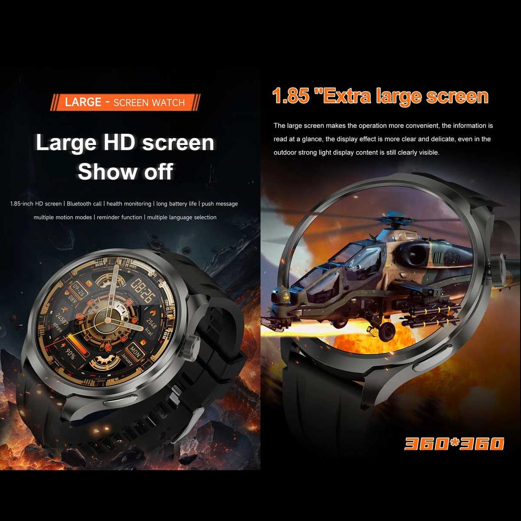 For Huawei 1.85-inch Smart Watch Men Sport Waterproof Fitness Heart Rate Watches Compass Track NFC Bluetooth Call Smartwatch