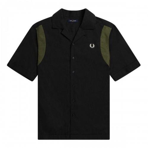 Fred Perry Mens Panelled Short-Sleeved Bowling Shirt