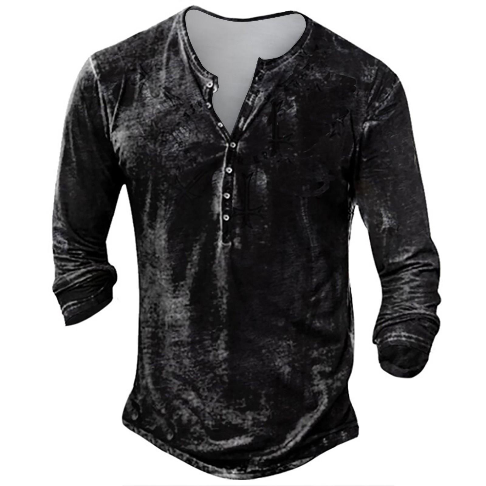 

Мужская футболка с длинным рукавом с графическим и вышитым рисунком, модная весенняя толстовка с длинным рукавом и принтом XL чёрный