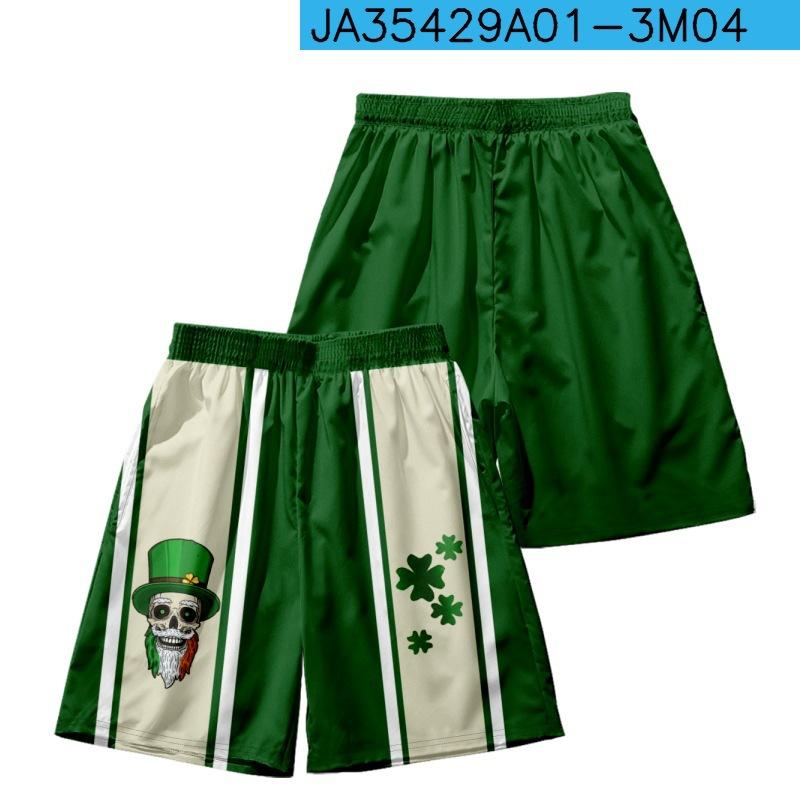 

Summer Beach Trend St. Patrick S Day Clover Element Large Size Loose Casual Hawaiian Shorts Men 6XL