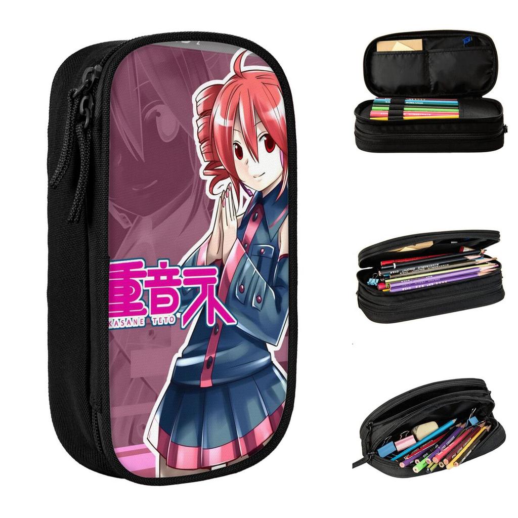 Kasane Teto Pencil Cases Anime Vtuber Pen Holder Bag Girls Boys Big Capacity School Supplies Zipper Pencilcases