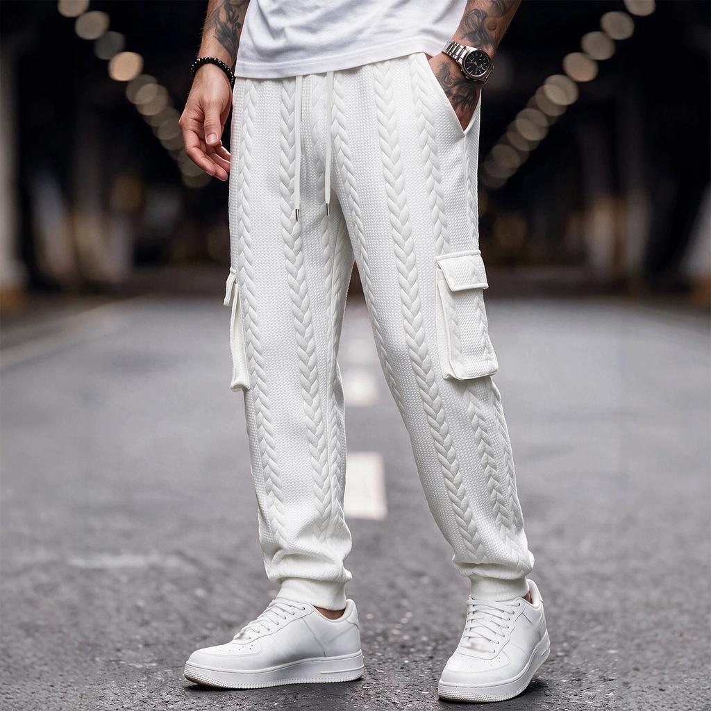 Men's Casual Loose Fit Cargo Pants with Tapered Leg and Multicolor for Spring and