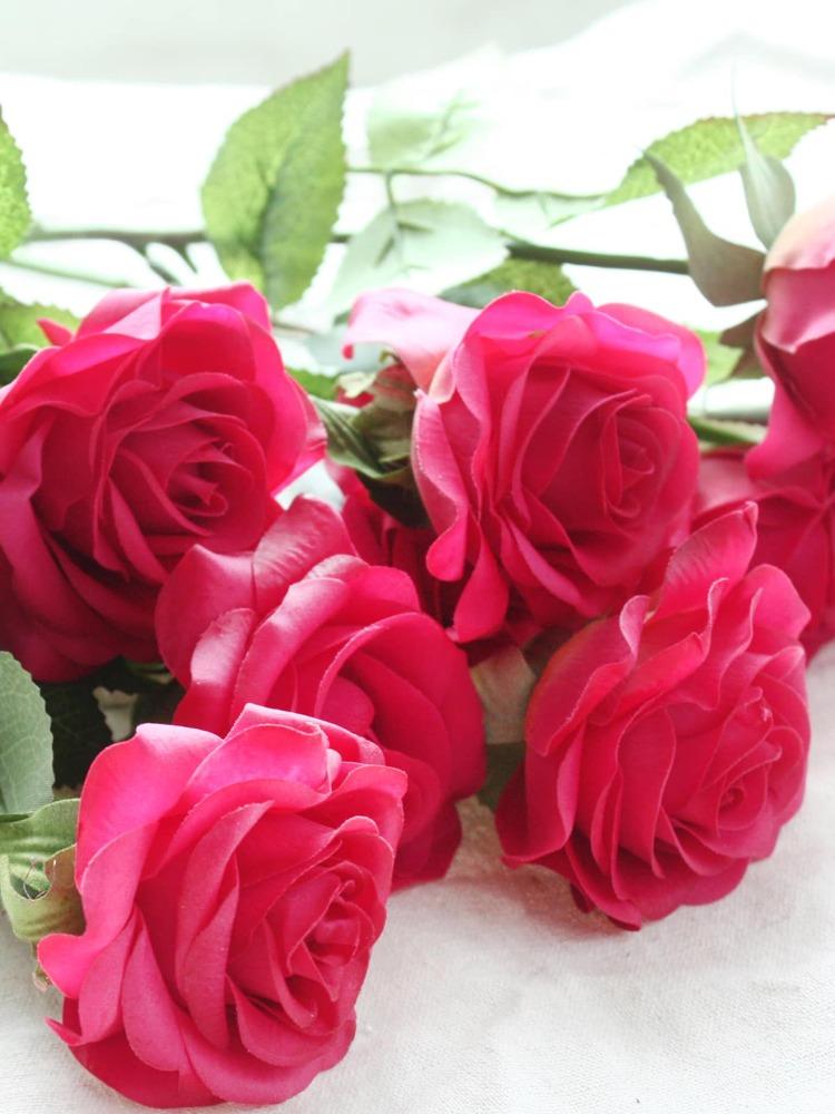 12 Stück Kunstseidenrosen, Kunstblumen, Bulk-Rosen, Blumenarrangement, Blumenstrauß für Zuhause, Hochzeit, Party, Garten, Brautdekoration
