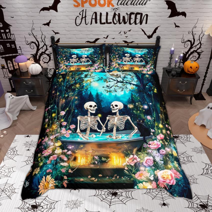 Comforter Homewish Funny Skull Skeleton 2Pcs/3Pcs Happy Halloween Bedding Treat Or Trici