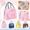 Oxford Fabric Cartoon Lunch Bag Insulated Portable Handheld Lunch Box with Zipper Closure and Soft Handles for Daily Use and Outdoor Activities