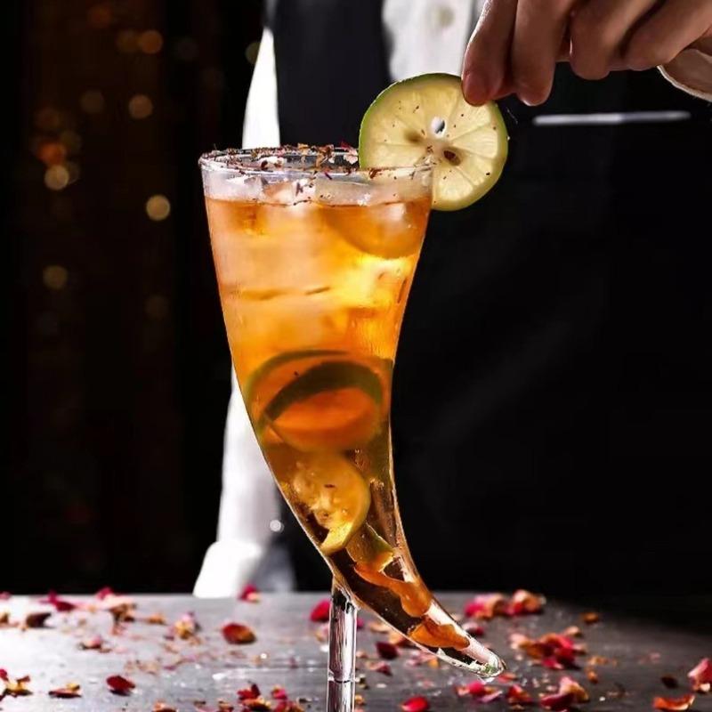 Kreativt Glas Månkopp & Hornformat Martiniglas Set - Trendig Unik Design för Cocktailparty, Bröllop & Heminredning