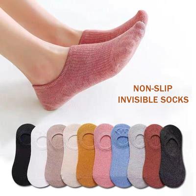 Women's Cotton Invisible No Show Socks Non-slip Summer Candy Solid Color Silicone Short Socks Fashion Cute Thin Ankle Boat Socks
