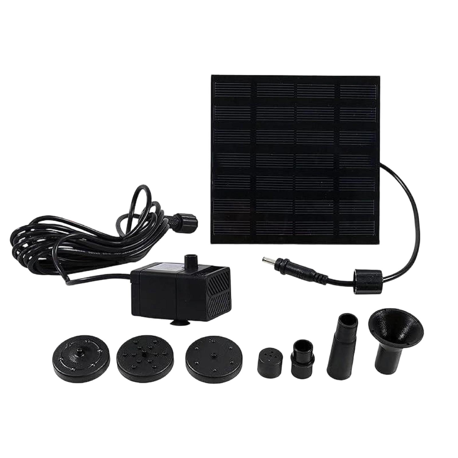 

Solar Powered Fountain Pump Kit for Outdoor Garden Ponds Birdbaths Water Circulation with Square Solar Panel and Multiple Nozzle Heads One Size чёрный