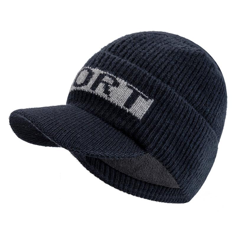 New Style Fashion Winter Hat Fur Lined Beanie Warm Brim Cap Stylish Hats For Men Outdoor Thicken Ski Sports Knitted Warm Hat