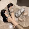 Premium slippers female summer wear rhinestones fashion fairy style with skirt 2025 new muffin thick-bottomed sandals