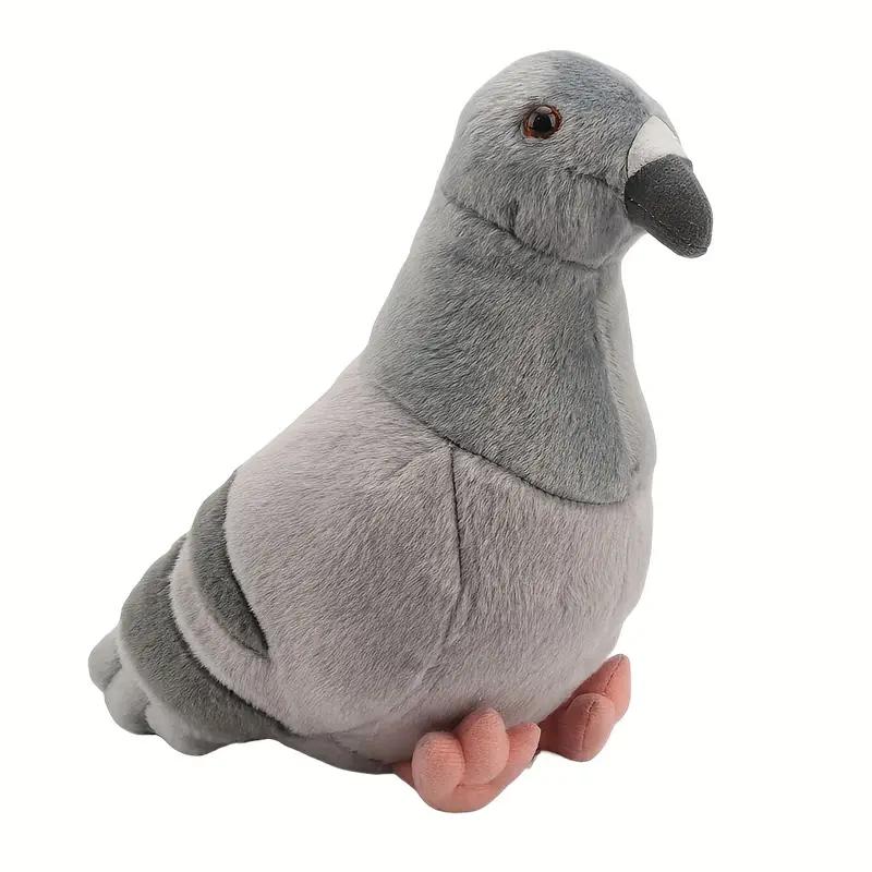 Kawaii Simulated Gray Pigeon Plush Toy Cute Soft Stuffed Animals Plush Dove Bird Doll Birthday Halloween Gift Bing Bong for Kids