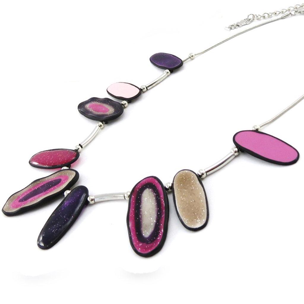 NOA [J2157] - Collier Créateur 'Coloriage' rose violet
