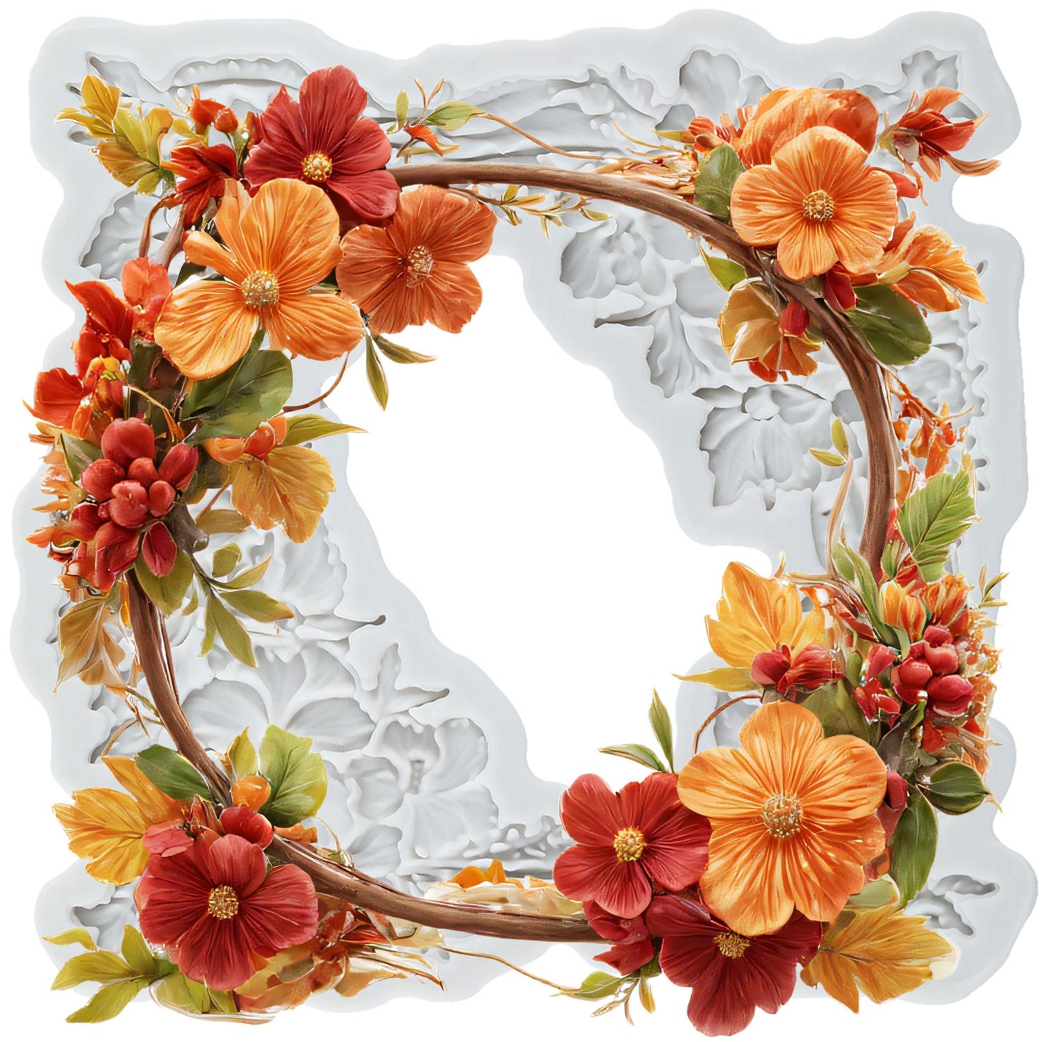 

Flower Garland Silicone Molds Curlicues Relief Scroll Lace Fondant Mold Cake Decorating Tools Cupcake Topper Candy Chocolate Gumpaste Mold сірий колір