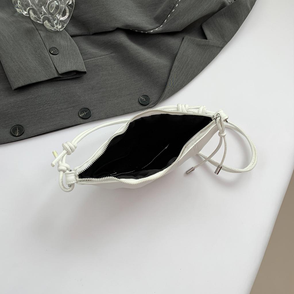 Shoulder Bag for Women Lightweight PU Croissant Shape Quilted details Knotted shoulder strap Large Capacity Zipper for Daily Use