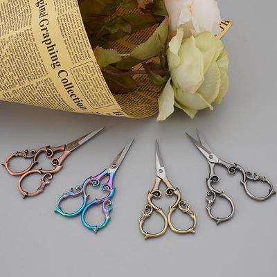 Kreuzstichschere aus Edelstahl, leicht, luxuriös, kleine Schere, Barockstil, Vintage-Schere, Kürbisblumen-Stil