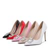 Pointed High Heels Women's Spring New Thin Heels Shallow Mouth Sexy Rhinestone Square Buckle Fairy Shoes Single Shoes Women