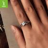 S925 Sterling Silver Couple'S Two-In-One Ring, Fashionable Personality Cold Wind Metal Texture Ring Ring