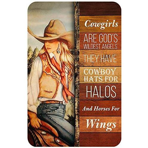 Vintage Cowgirl Metallschild Retro Westlich Reiten Zitat Blechschild für Heimbar Bauernhaus Dekoration Das Leben ist Hart Spirituell Wi