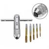 Manual 6pcs Adjustable T Handle Ratchet Tap Wrench Set with to M8 Taps Steel Holder for Precision Tapping Work