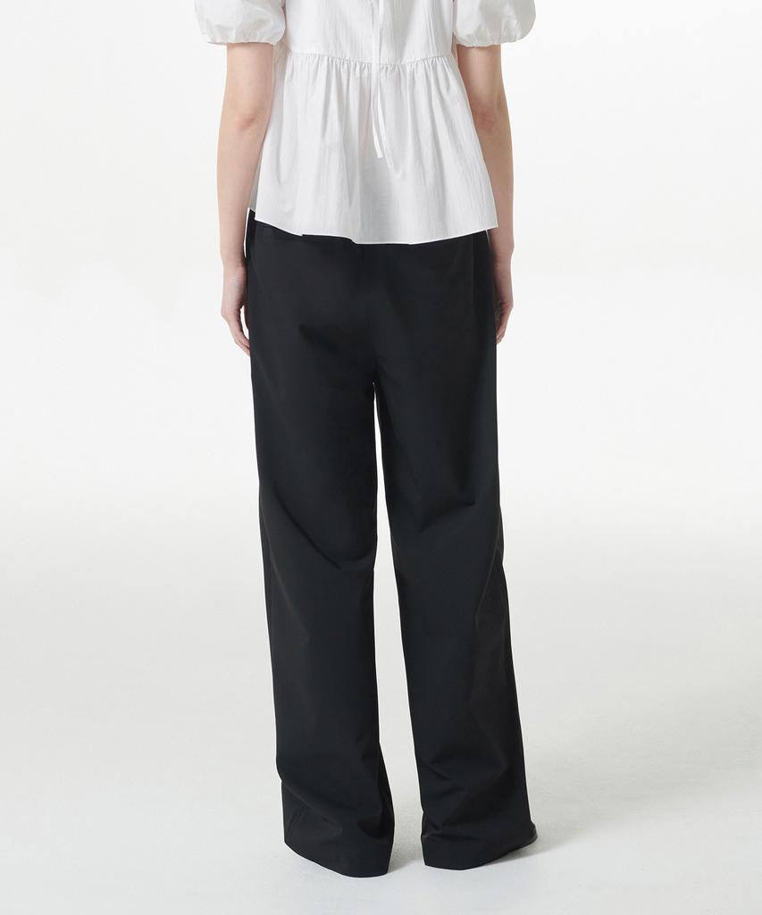 MUSINSA STANDARD WOMAN [Cooltandard] Women'S One-Tuck Wide Elastic Waist Slacks [Black]