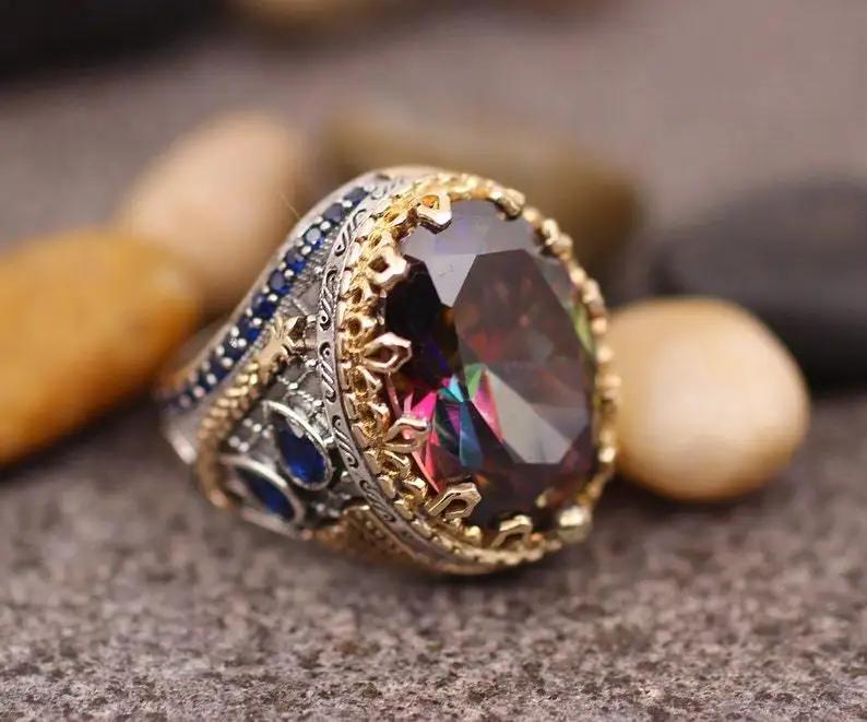 2024 New Creative Cat's Eye Alloy Casting Rings for Men Tiktok Europe and America Gothic Rock All-around Eyeball Simple Jewelry
