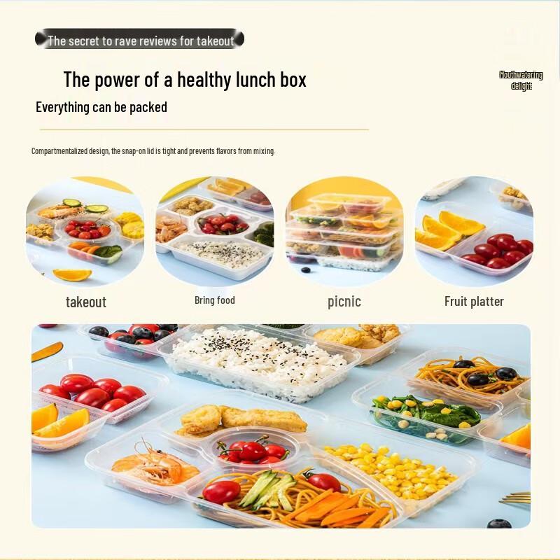 Disposable Transparent 5-Compartment Meal Box