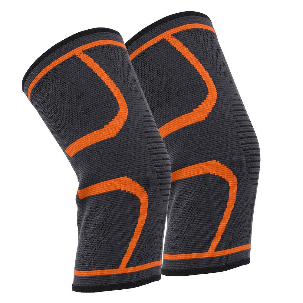 Knee Support Fitness Running Cycling Braces Kneepad Sport Gym Knee Pad Elastic Orange XL