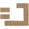 Wall Mounted TV Cabinet Set 6 pcs Artisan Oak Wood Based Material